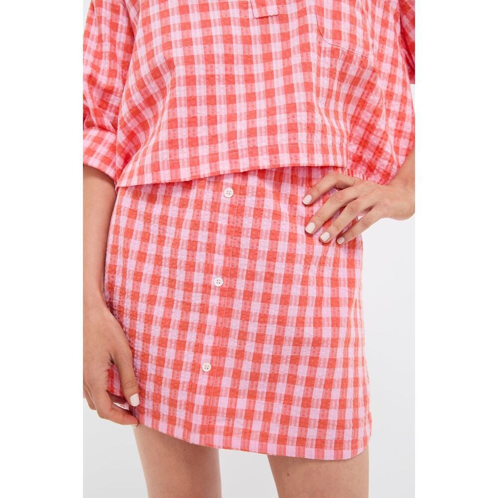 TUCKERNUCK Orange and Pink Seersucker Frankie Mini Skirt Size M NWT - Picture 5 of 8